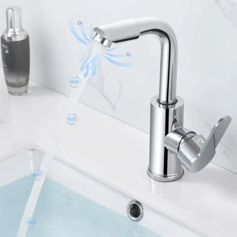 Cold Hot Mixer Tap Bathroom Chrome Plated Durable Faucet Polished Silver Swivel Basin Sink Tap Zinc Alloy Body