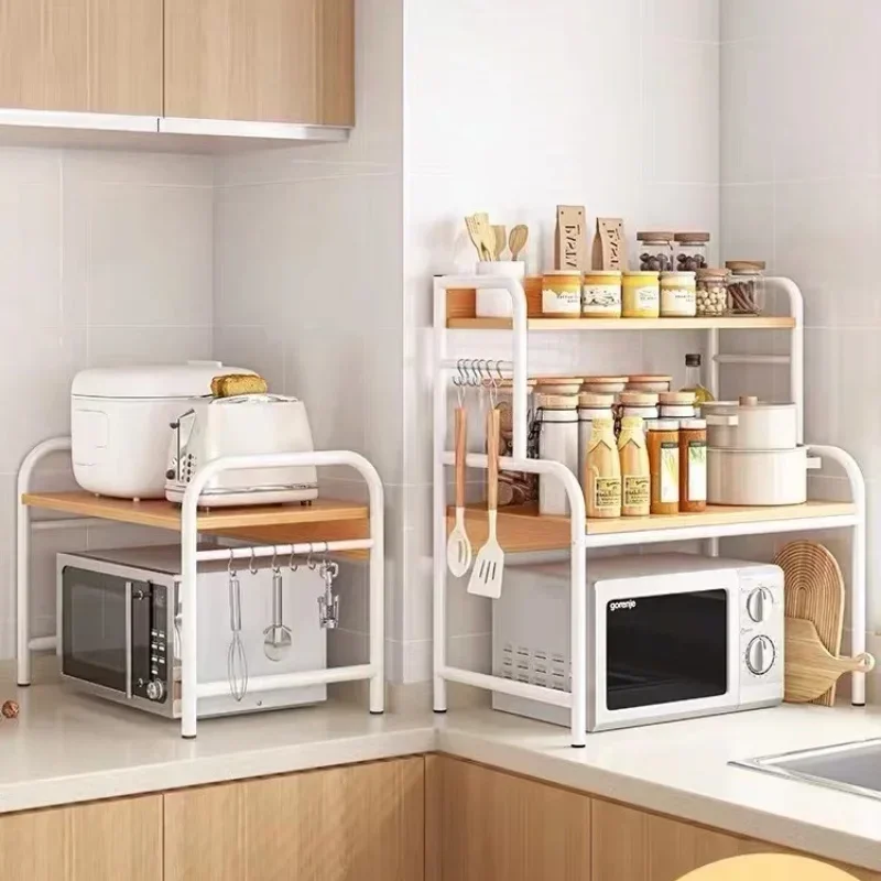 

2024 Kitchen Shelving Household Multi-Layer Seasoning Shelf Perforation-Free Microwave Oven Rack Universal Desktop Storage Rack
