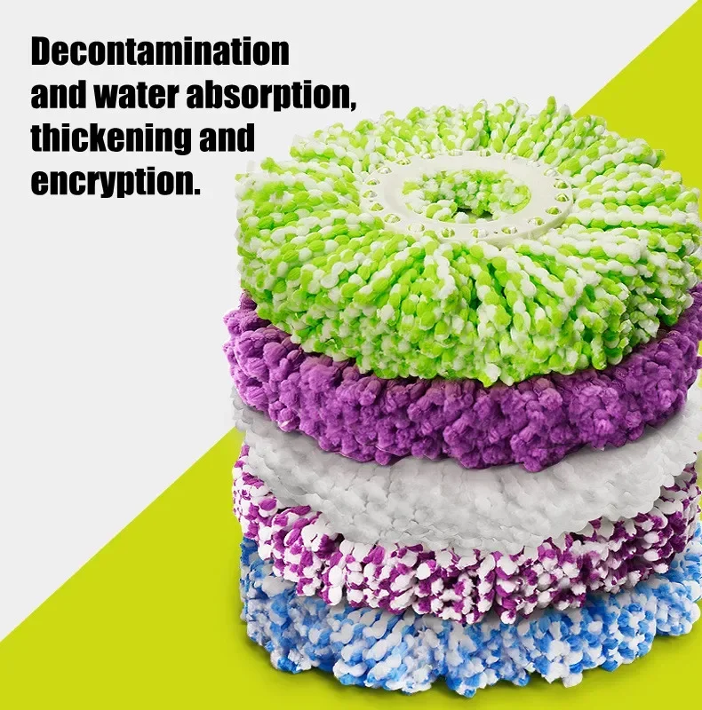 5PCS Mop Head Rotating Cotton Pads Replacement Cloth Spin for Wash Floor Round Squeeze Rag Cleaning Tools Household Microfiber