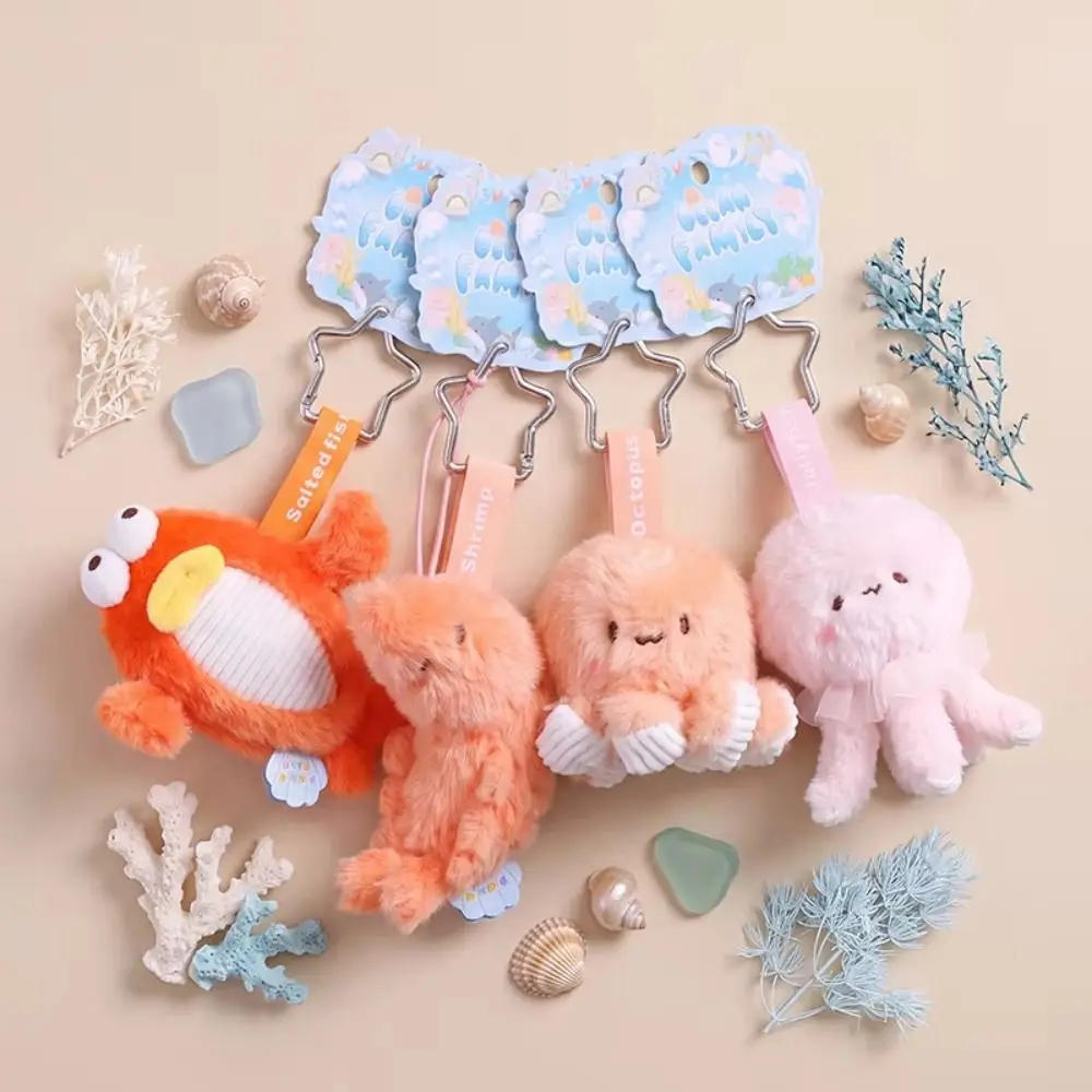 Cartoon Stuffed Animal Ocean Animal Plush Soft Plushie Key Holder Shark Seal Keychain 12cm Kawaii Turtle Keychain Backpack