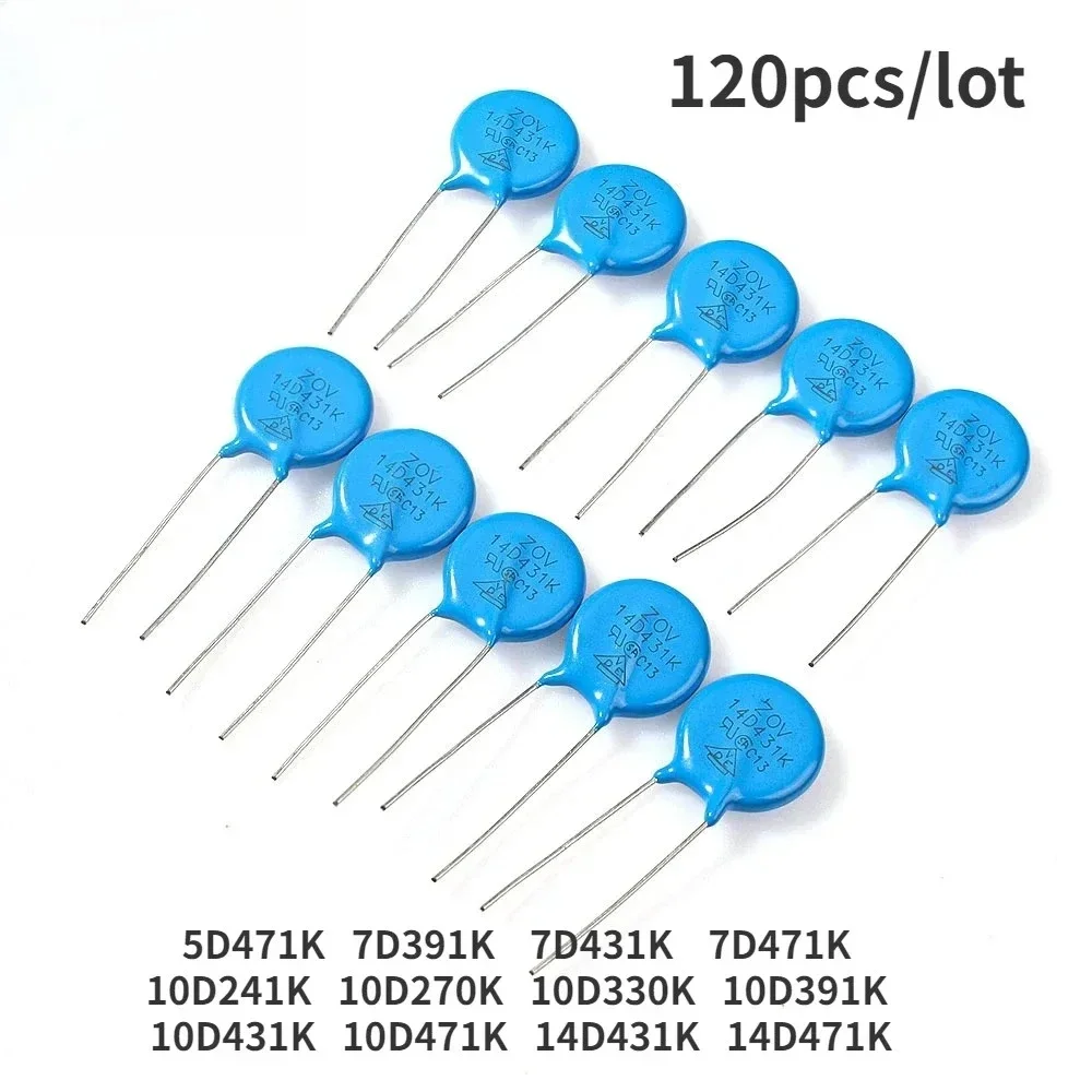 120 unids/set surtido de resistencias electrónicas 5D471K 7D471K 7D431K 10D471K 10D431K 10D391K 10D241K 14D471K 14D431K 10D330K 10D270K