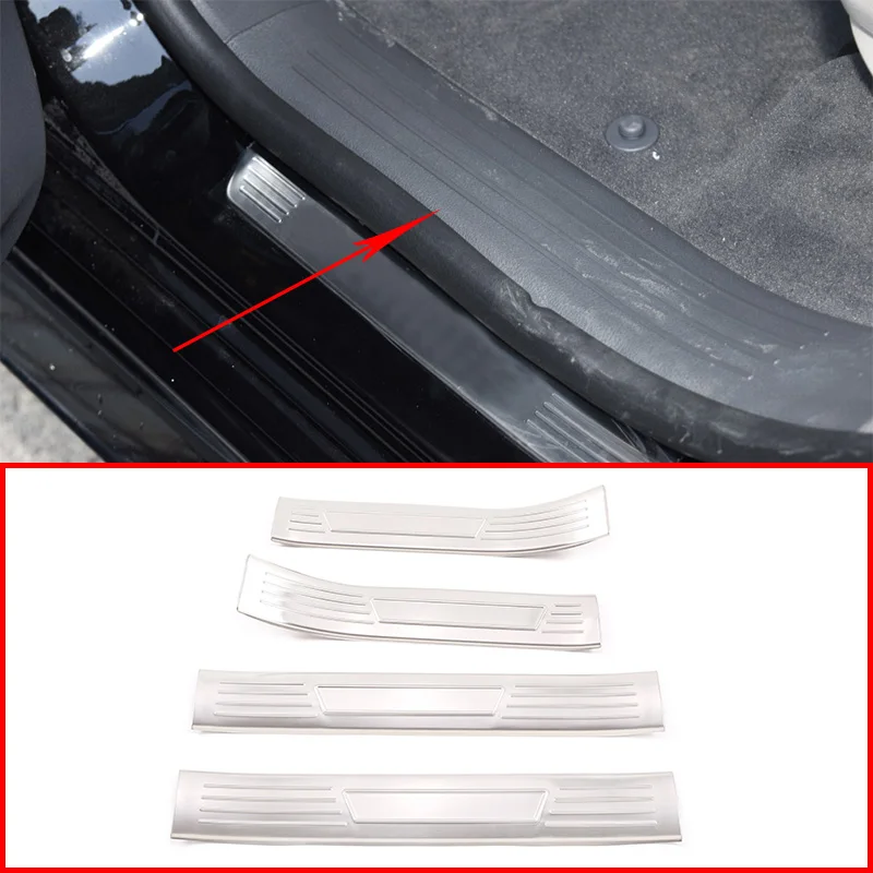 4PCS Stainless Steel Car Built-in Threshold Cover Trim For Mercedes Benz GLE ML 2020 With A M Logo