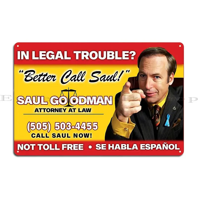 Better Call Saul Babyalligator Metal Signs Club Wall Mural Wall Cave Vintage Design Tin Sign Poster