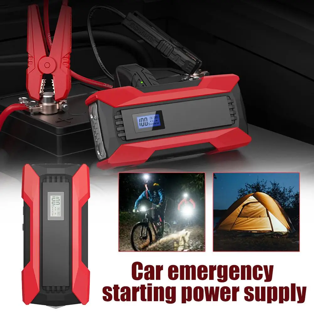

Car Jump Starter Portable Auto Battery Jump Starter Power Power with Flashlight Digital Emergency Start-up Display Supply w R5B0