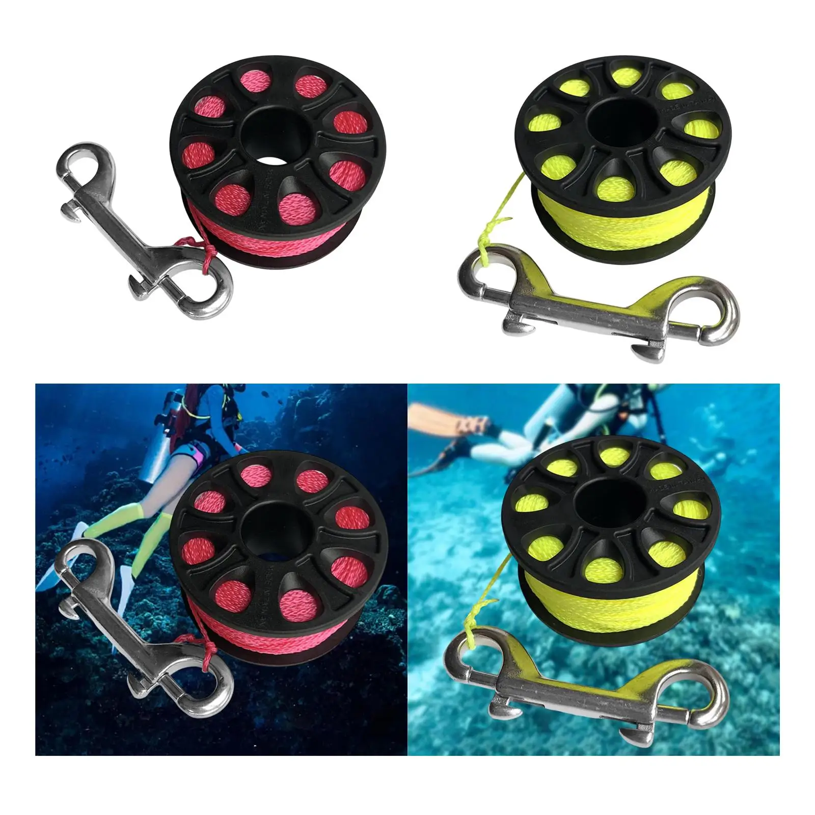 

3inch Scuba Equipment Diving Ree Stainless Steel Double Hook Lightweight Compact for Underwater Navigation Accessory