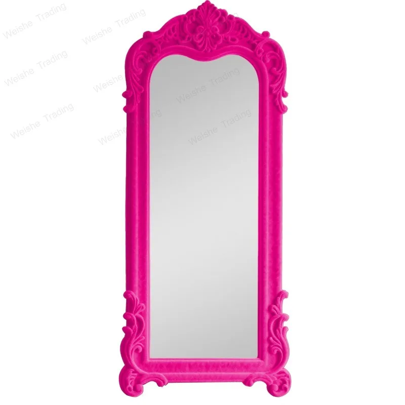 

European flocking retro full-body mirror American dopamine clothing store wind engraved mirror mirror