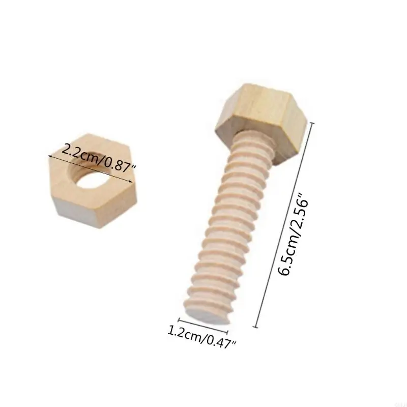 Q0KB 3 Pcs Child Wooden Screw Nut Building Assembling Blocks Hands-on Teaching Aid Early Educational Puzzle