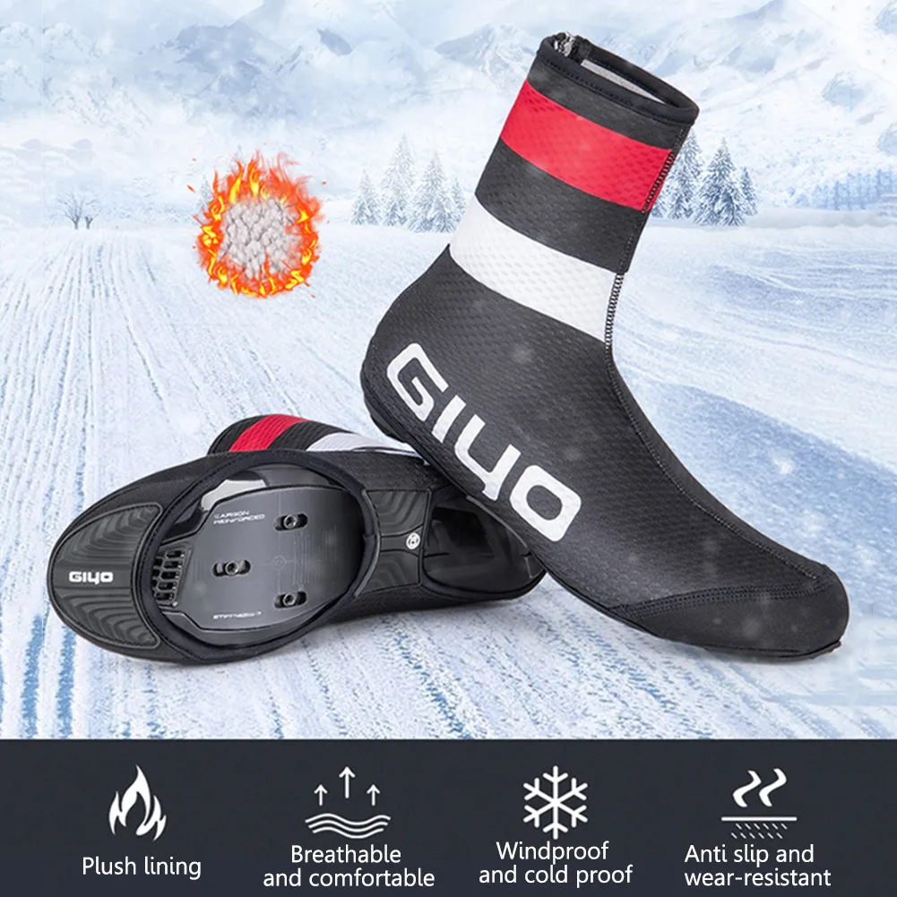 GIYO Cycling Shoe Cover Winter Thickened Polar Fleece to Keep Warm MTB Road Bike Wind/Dust Proof Outdoor Riding Equipment