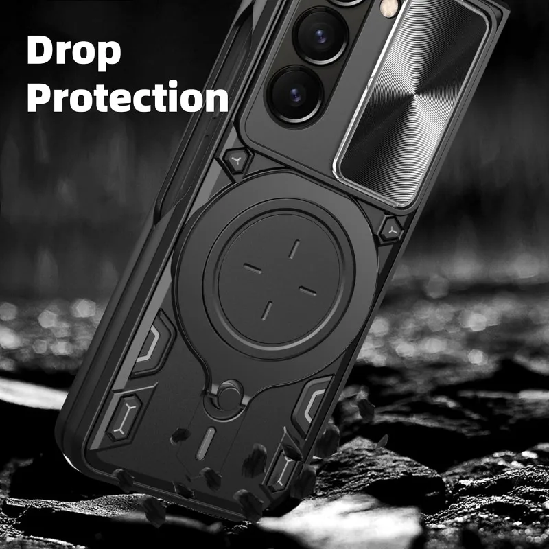 Capa para samsung galaxy z fold 7 6 5 câmera rotativa magnética slide protetor anel 360 suporte capa fundas