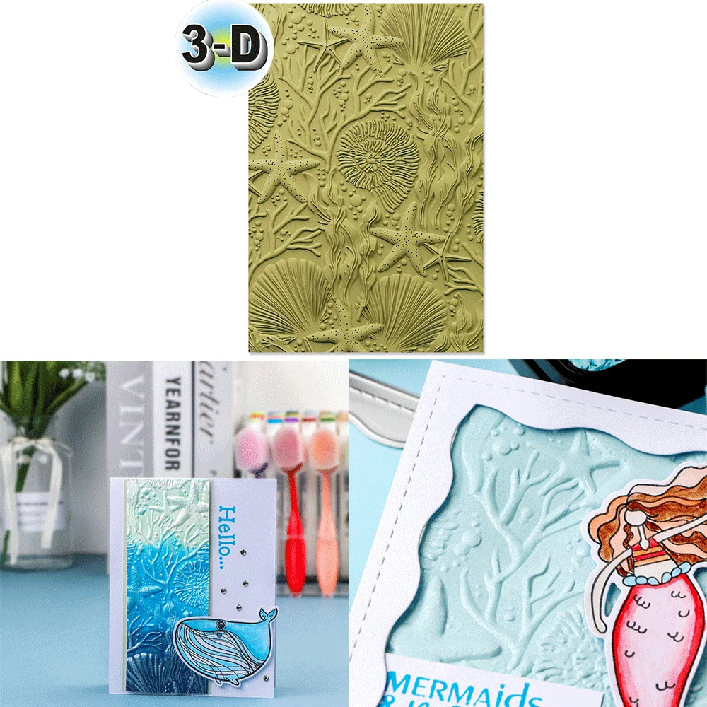 Shell Starfish Backdrop 3D Embossing Folder and Matching Dies for Adding Textured Detail To Paper Crafting Card Making Supplies