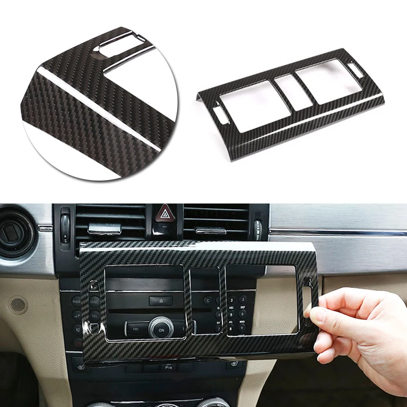 For Mercedes Benz GLK X204 2008 - 2012 Car Carbon Texture Center Console Air Condition Vent Outlet Protective Cover Frame Trim