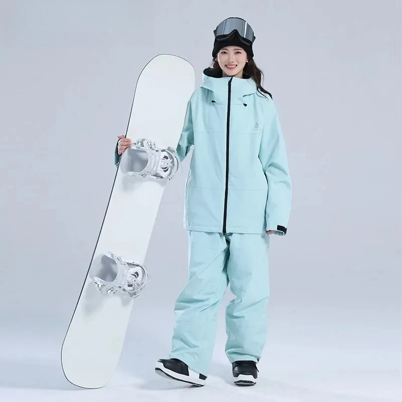 

New Women Skiing Suit Male Female Set Loose Type Waterproof Windproof Couple Man Single and Double Board Keep Warm Pants Jackets