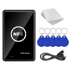 Leitor de cartão inteligente NFC RFID, copiadora duplicadora, chaveiro, gravador, programador criptografado, USB, UID, Acessórios T5577, 13.56Khz