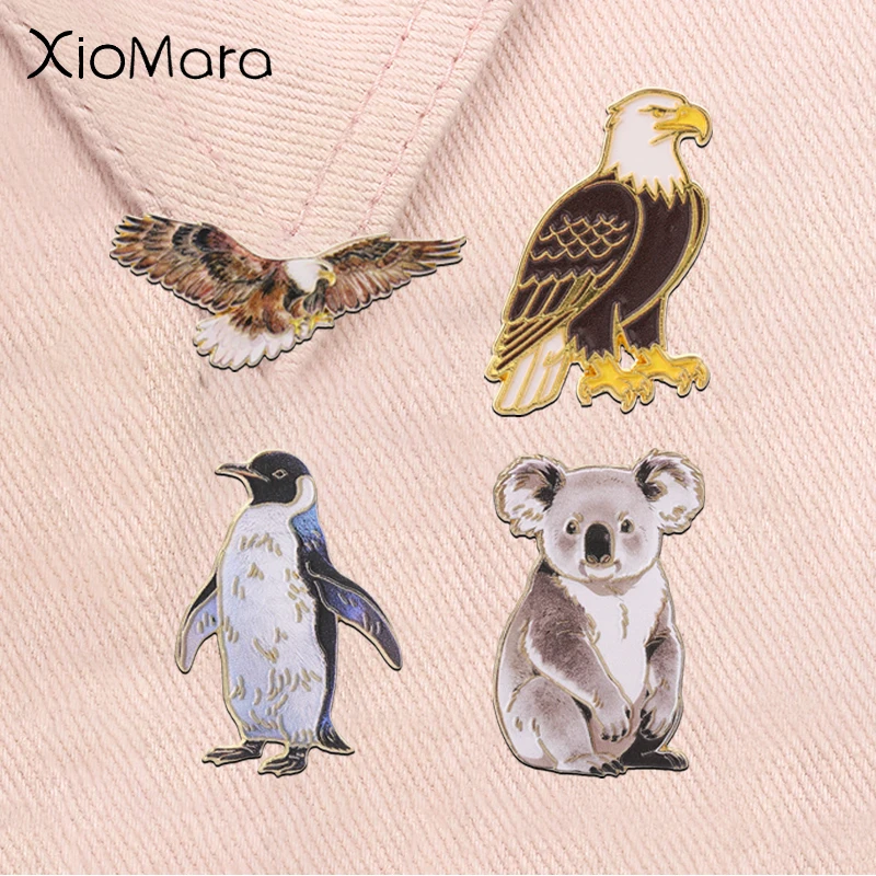 Wildlife Bald Eagle Penguin Koala Enamel Pins Nature Animal Brooches Lapel Backpack Badge Fashion Jewelry Accessories Gifts