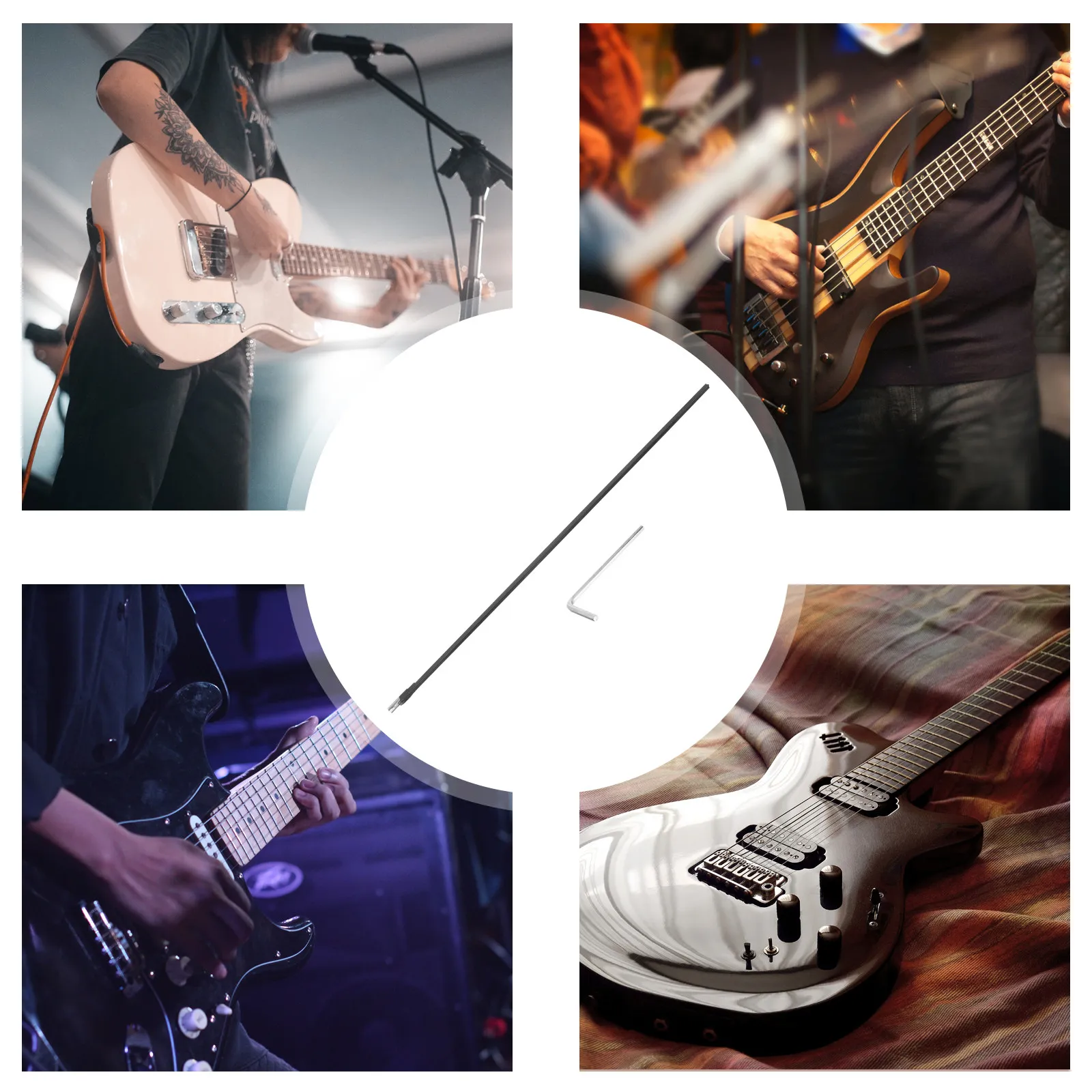 Two Way Truss Rod for Guitar Neck Adjustment with Spanner Wrench Smooth Burrs Free Surface Reliable Metal Construction Guitar