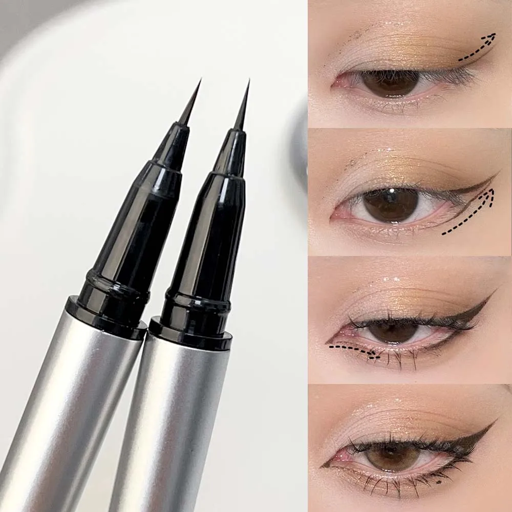 DIY Lower Eyelash Stamp with Eyeliner 2 in 1 Double-ended Waterproof Eye Liner Cosmetics for Beginner Korean Makeup Tools