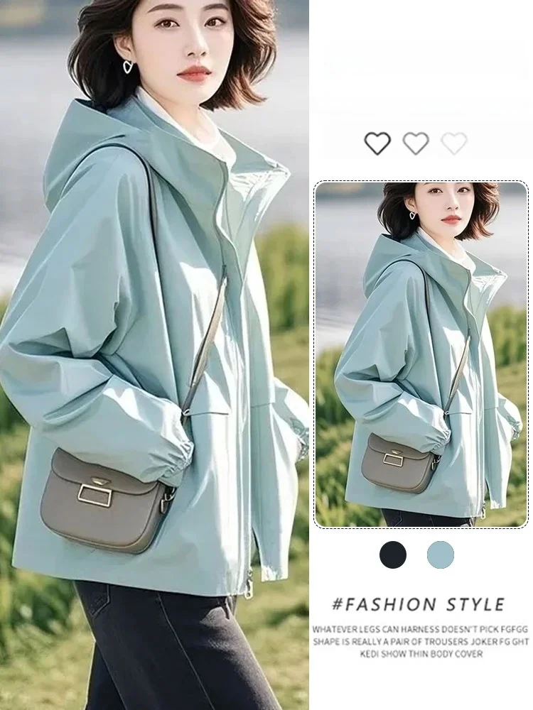 

Модная укороченная куртка с капюшоном для женщин: универсальная верхняя одежда для похудения, осень 2026, новая коллекция, повседневный шик, женское пальто