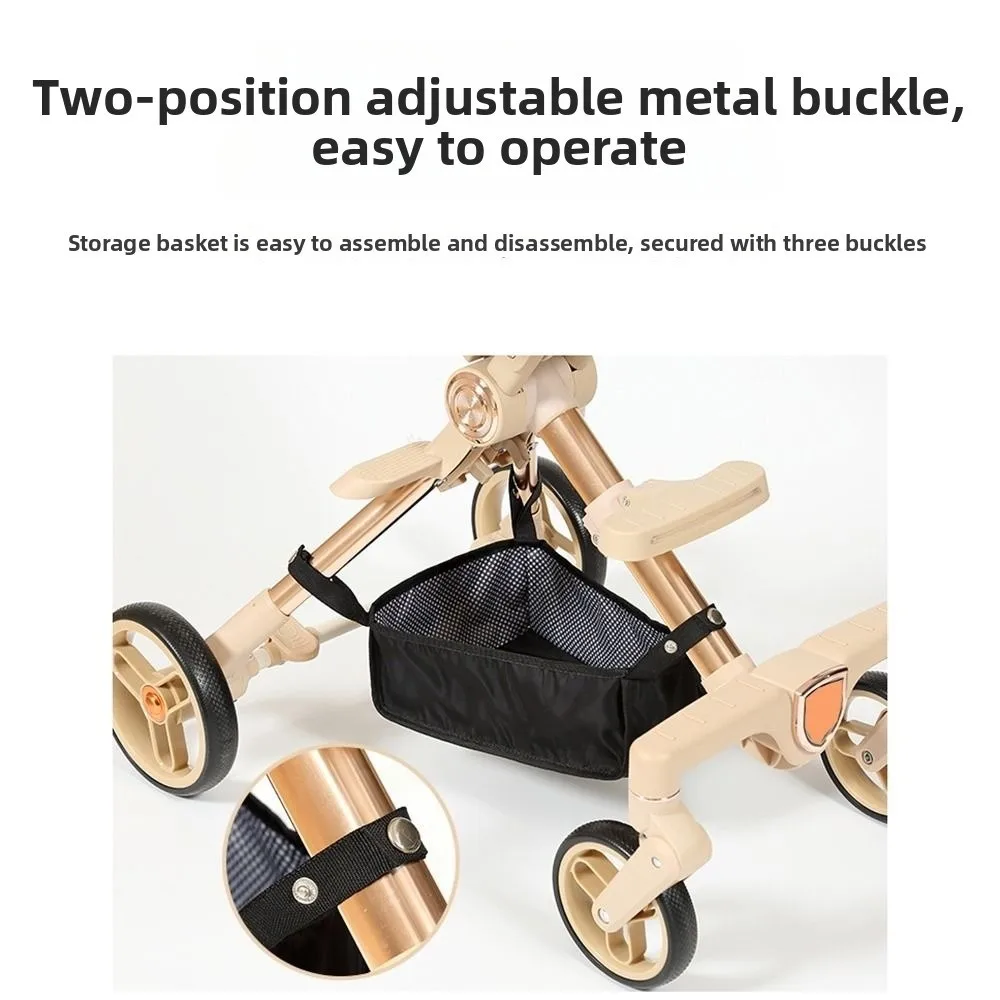 Oxford Cloth Baby Stroller Basket Water-proof Large Capacity Stroller Bottom Organizer Hard Board Easy To Install