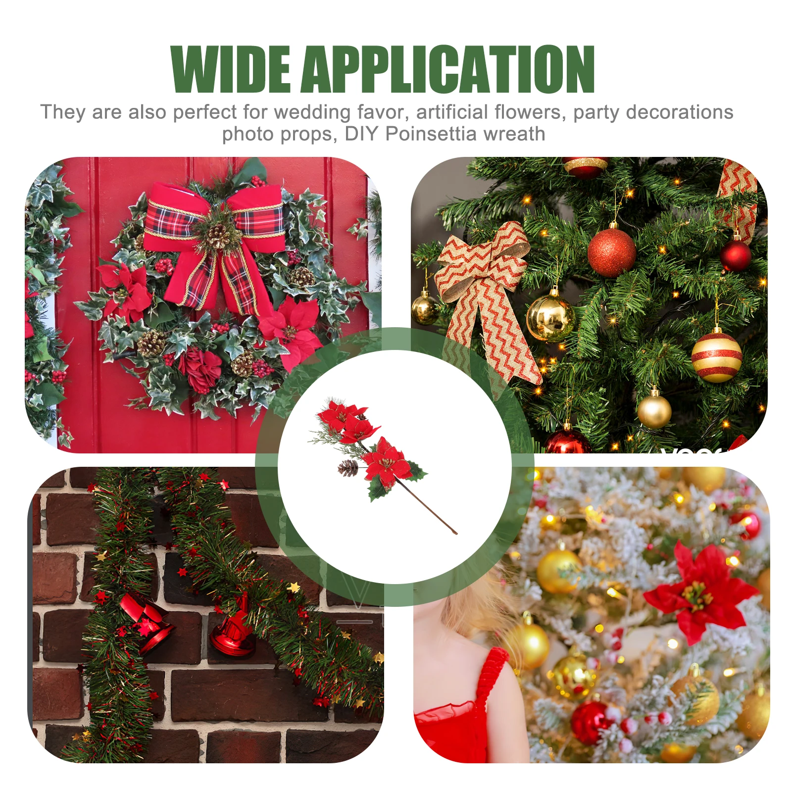 

2 Pcs Christmas Flower Decoration Tree Decorations Holiday Floral Picks Plastic