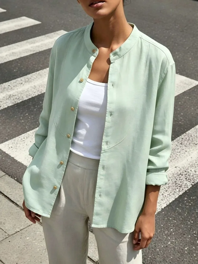 Picture 3: L-4XL Plus Size Autumn Spring Fashion Elegant Shirt Blouse O-Collar 3XL 4XL Big Large Size Women Long Sleeve T-shirt Tops