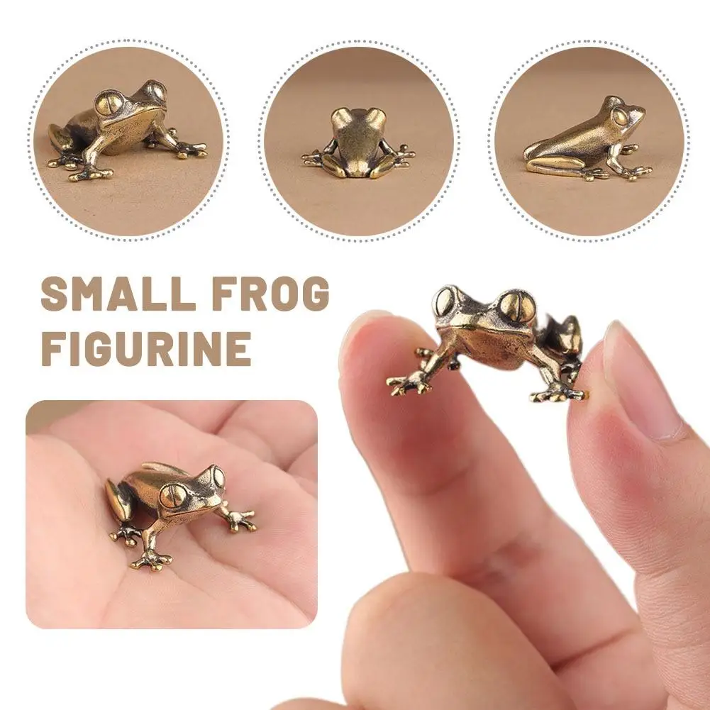 Exquisite Brass Made Solid Frog Ornament Creative Car Decoration Office Desktop Golden Toad Jewelry Frog Figurine Collection