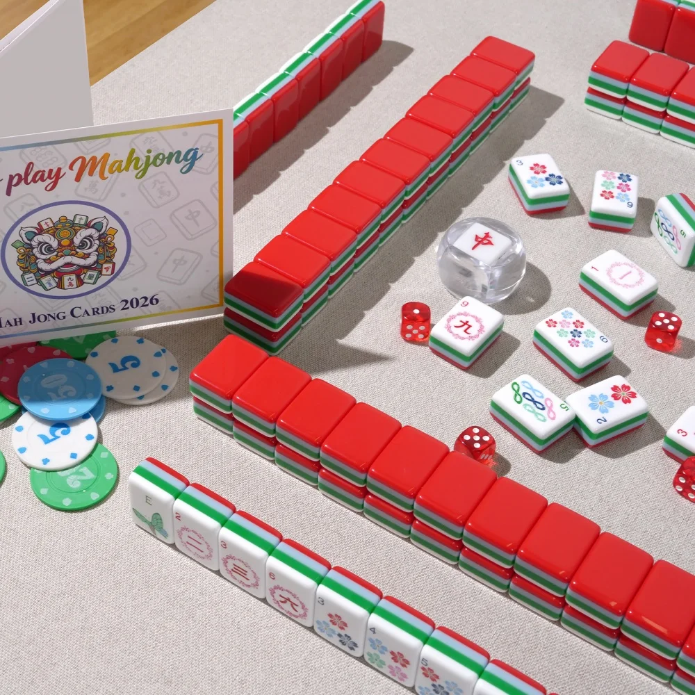 Acrylic American Mahjong Tile 160 Tiles Carved Mah Jongg for Hand Shuffle Classic Table Game for Adults Game Night Social Club