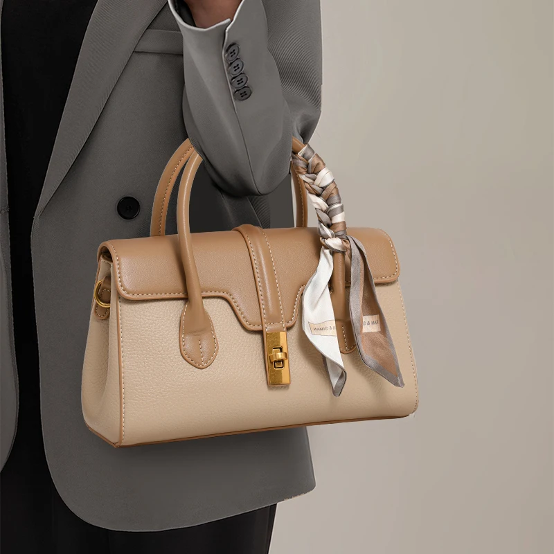 

Commuter Bag for Women, New Style High-Quality Texture Color Block Handbag, Versatile Large Capacity Shoulder Crossbody Mom Bag