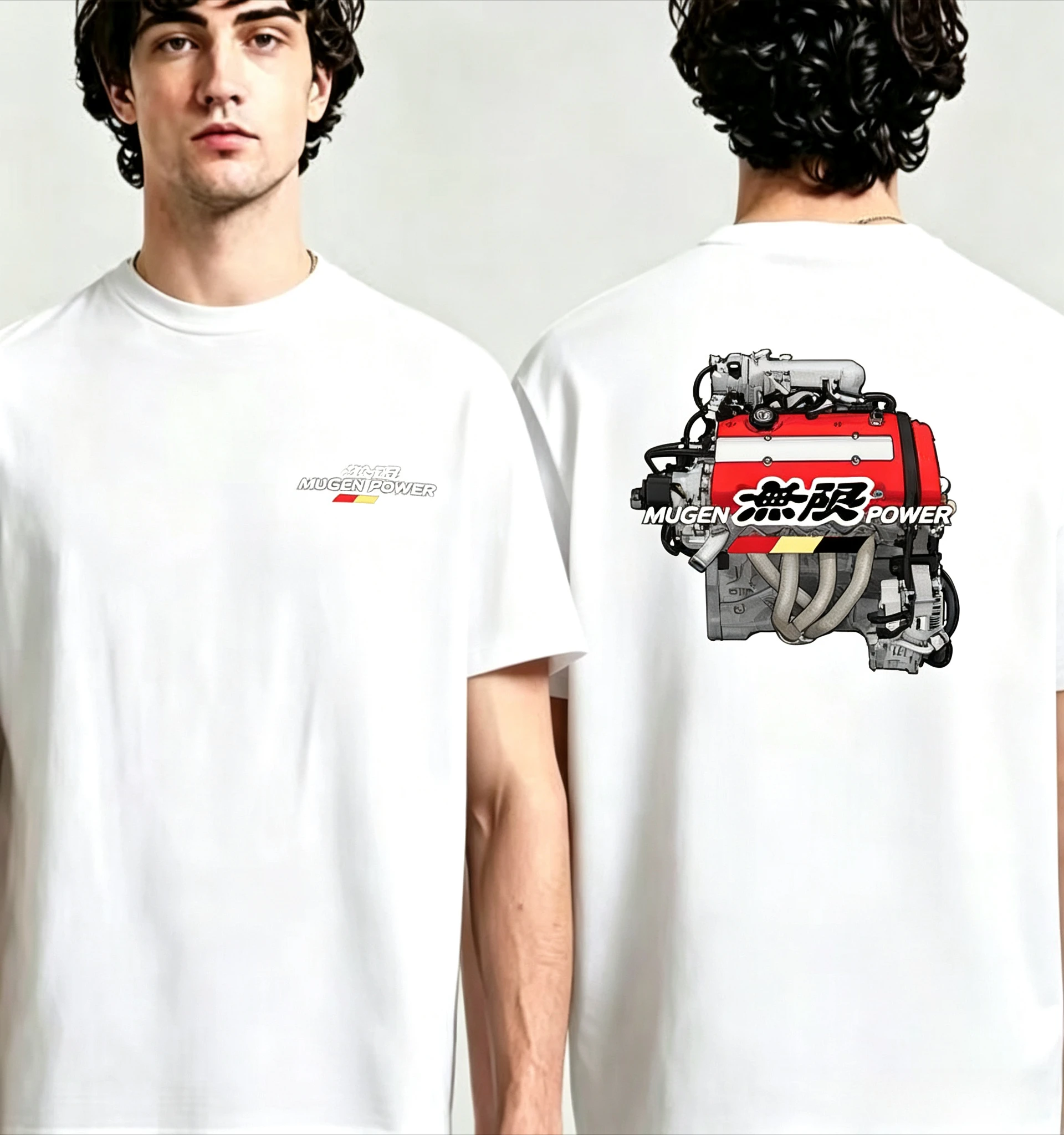 Vintage T-Shirt Car Engine Graphic 2026 New Unisex Tee Small Front Logo Back Engine Print Gift for Him Car Lover Oversized Top
