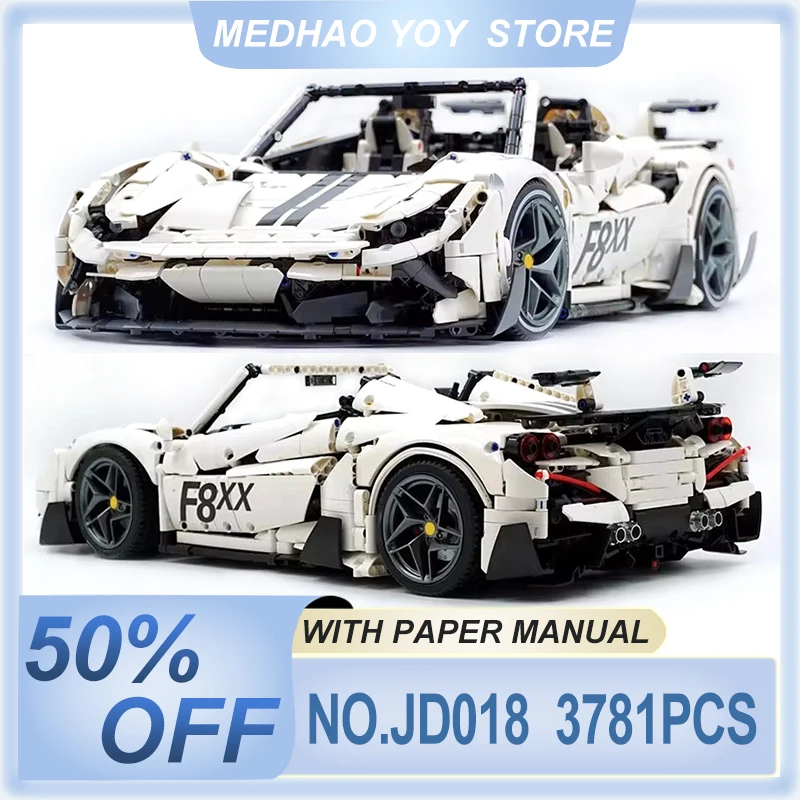 

High-end MOC-JD018 1:8 High-Tech White Speed Sports Car Model Building Blocks Bricks Assembly Puzzle DIY Toys Brithday Gifts Kid