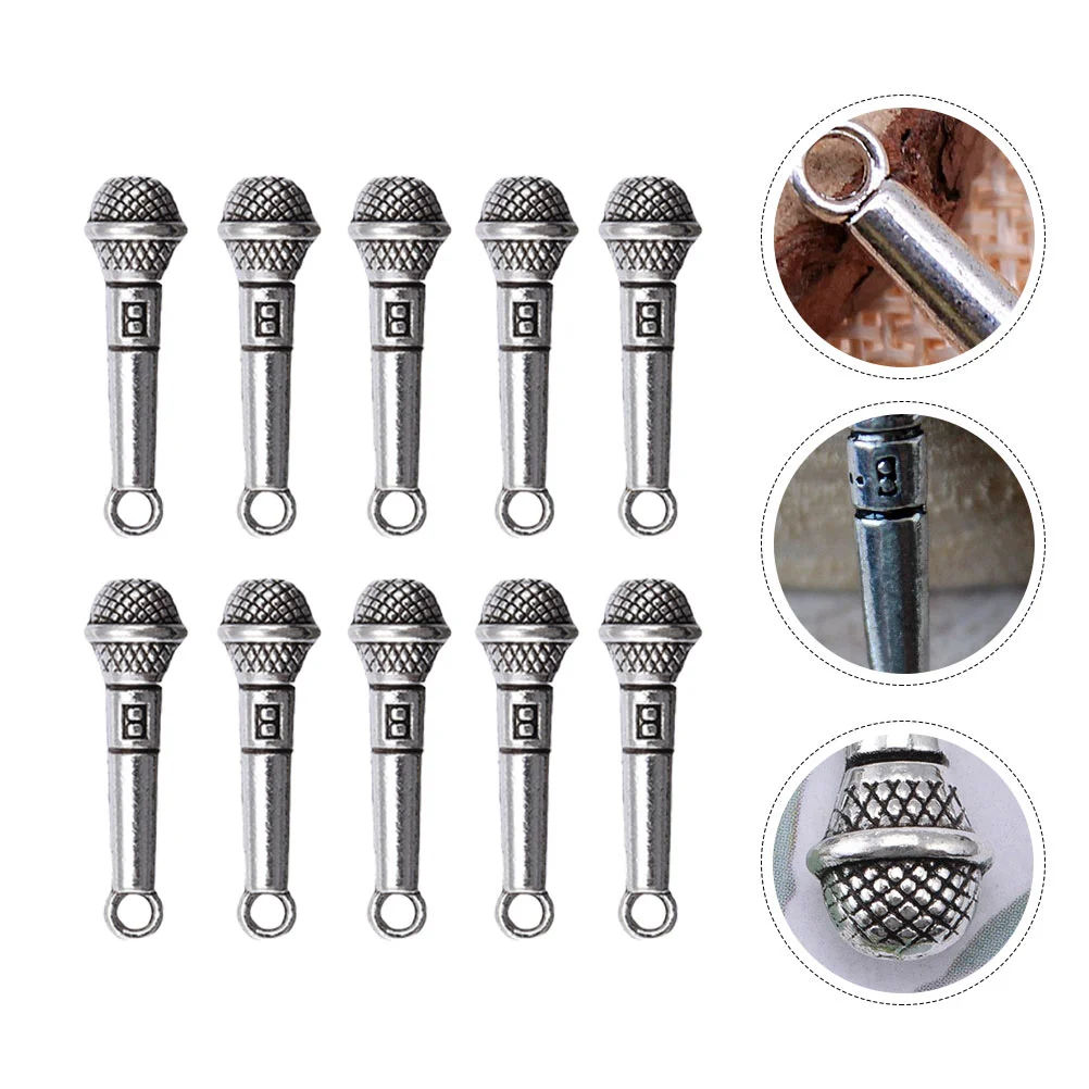 

10 Pcs Toys Simulation Microphone Mini Microphones Accessories Alloy House Ornament Miniature Adornment Silver Child