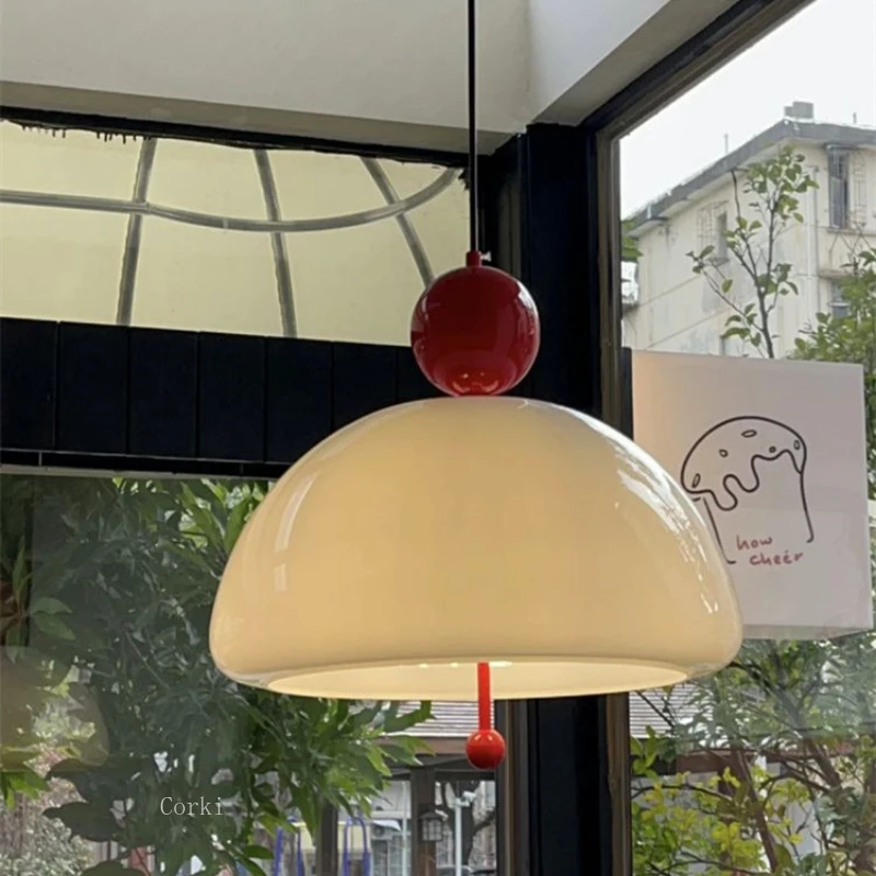 

Simple Bauhaus Glass LED Pendant Lamp Retro Restaurant Coffee Shop Bedroom Study Modern Creative Personality E27 Hanging Light