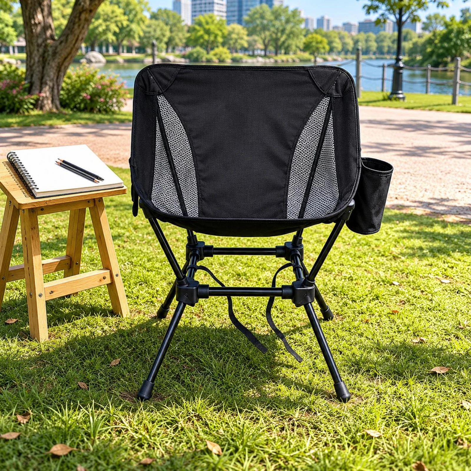 

Folding Camp Chair Compact Portable Camping Chair Mesh Side Panels for Travel