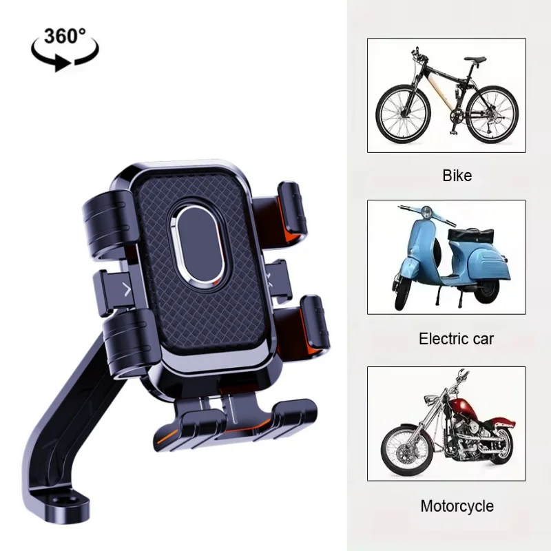 Bike Phone Holder Handlebar Bracket for 4.7-7.1 Inch Mobile Mirror Mount Navigation Stand Aluminum Anti Vibration Handle Holder