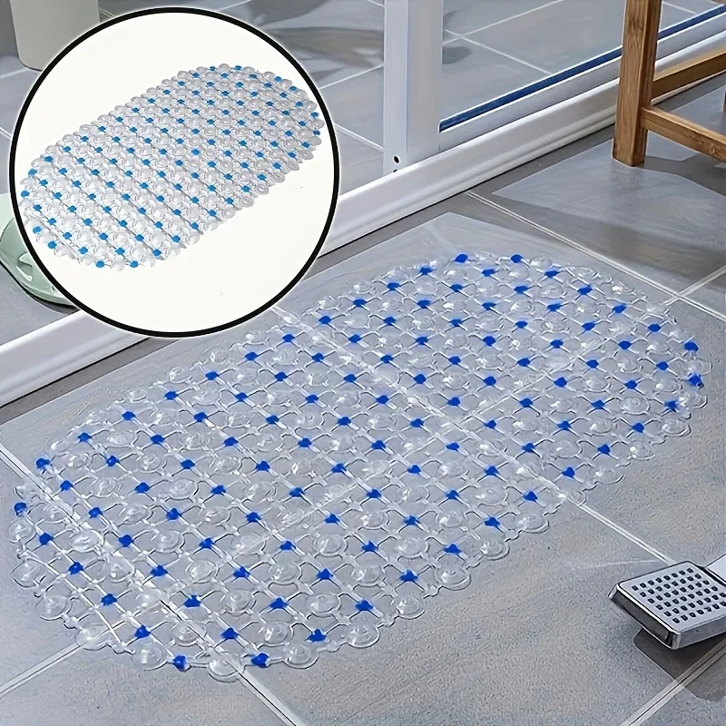 Oval PVC Non-Slip Bath Mat,with Suction Cups on Bottom,Firmly Sticks to Bathtub And Shower Floor,Suitable for Daily Shower Use