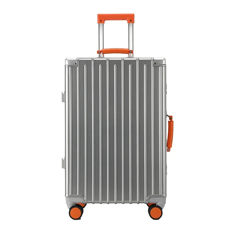 Valise Multifonctionnelle en Cuir, Cadre en Aluminium, Rechargeable, Grande Capacité, Voyage, 20 Pouces, Mot de Passe d'Embarquement