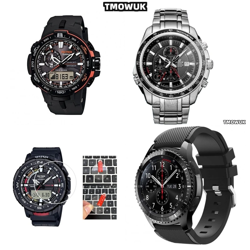 

For Casio GA100 6100 TR770 Pro-Trek EFR 303 GA-2200 GA-2100 GST-W300 Tempered Glass Film 9H HD Clear Anti-Scratch Screen Protect