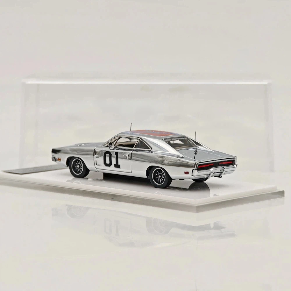 1:64 1969 Charger General Lee Limited Chrome Silver & Chrome Silver-Gray Edition Diecast Model Car Auto Gift Mini Forge view 6