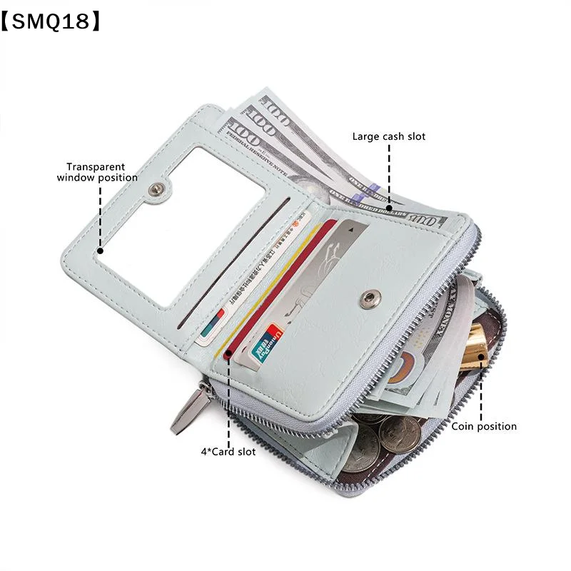 Simple Korean Style Bow Wallet Ultra Thin Short Clutch Card Bag Multi-function Zipper PU Leather Holder Travel Coin Purse【SMQ】