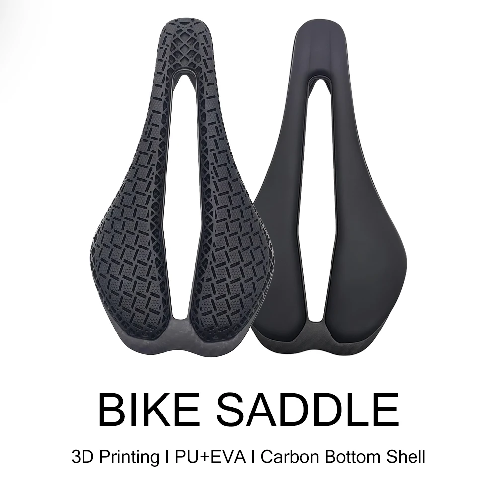 Ultralight 3D Printed Carbon EVA Bike Seat 245*135mm, Soft Comfort Saddle for Road MTB Gravel Cycling