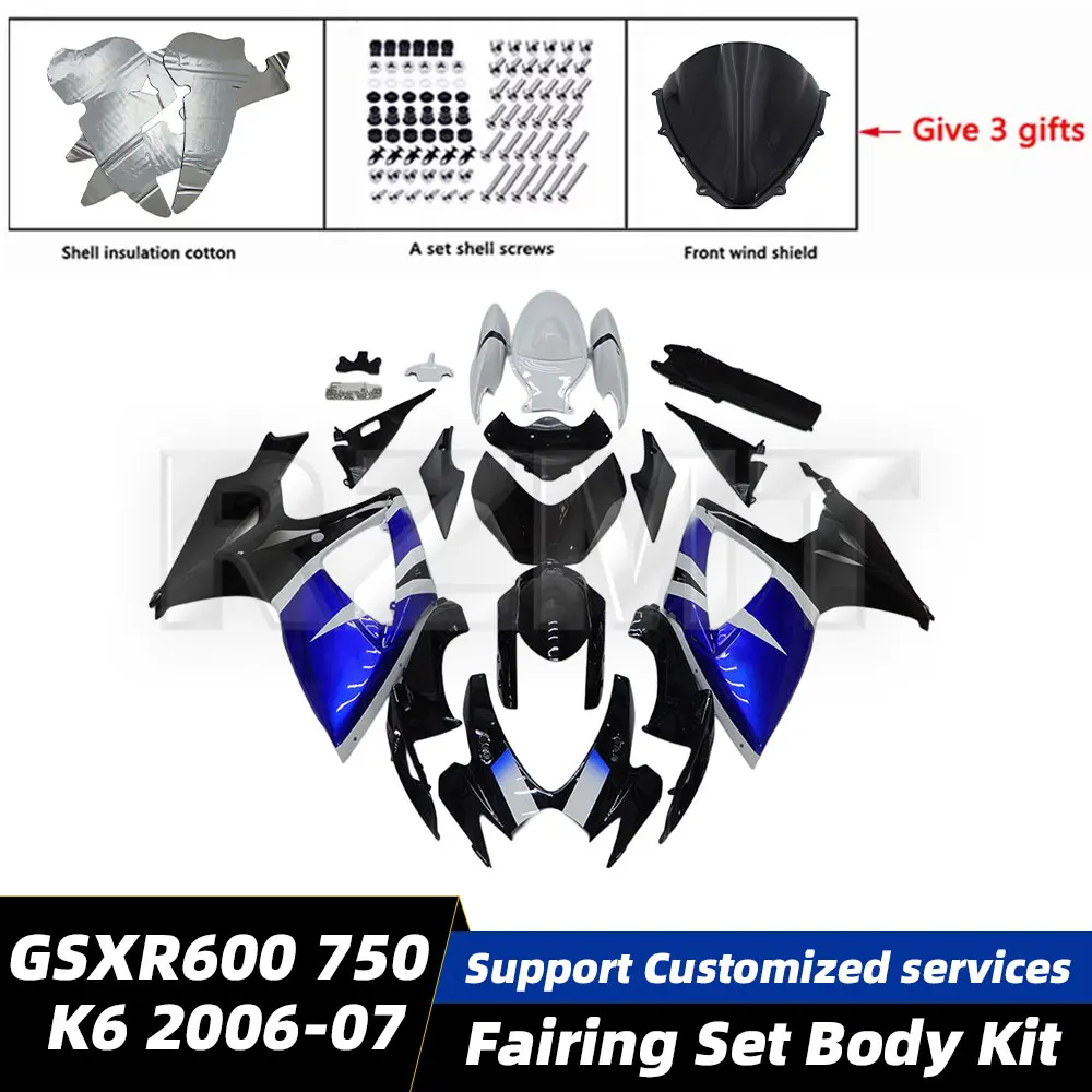 

Motorcycle Fairing Set Body Kit Plastic For Suzuki GSX-R600 R750 2006-2007 K6 Accessories Shell Injection Bodywork S0606-112a
