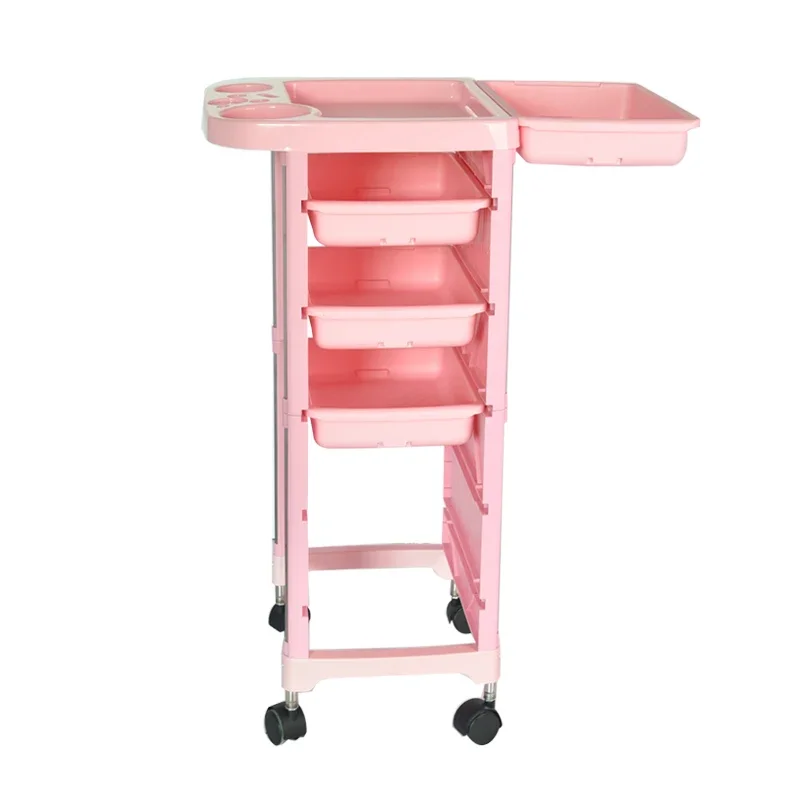 Pink Salon SPA Rolling Tray Tattoo Beauty Equipment Hair Stylist Storage Trolley Cart