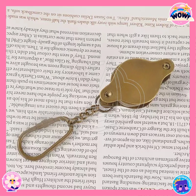 Vintage European Brass Folding Mini Magnifying Glass, Portable Antique for Film & TV Props
