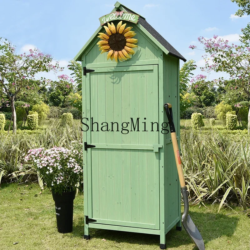 

YQ outdoor open-air rainproof sunscreen sunscreen locker balcony garden courtyard tool room wooden furniture