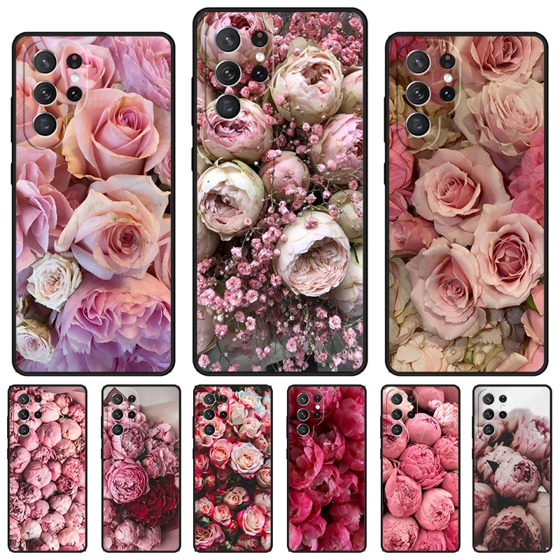 Peonies Beautiful Flower phone case For Samsung Galaxy S24 S25 S23 S22 Ultra Note 10 20 Plus S20 S21 FE Cover