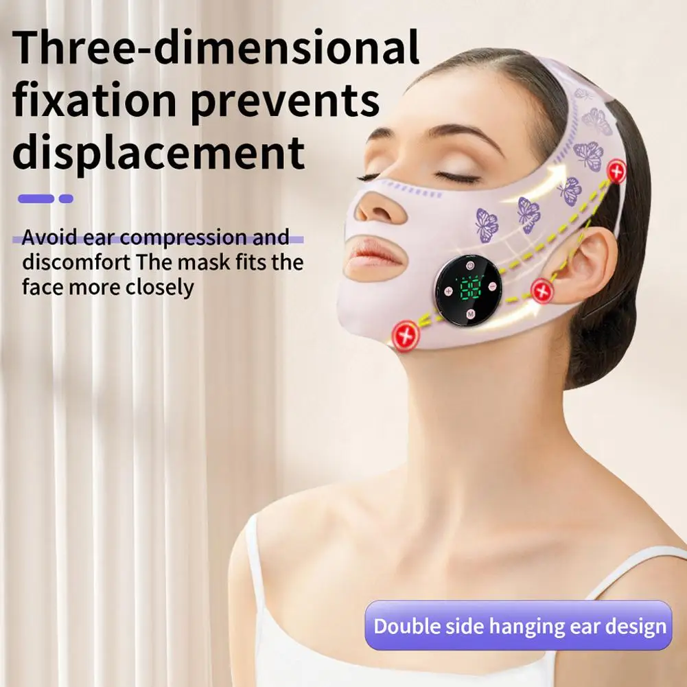 EMS Facial Slimming Device Micro Current Massage V Line Lifting Shaping Mask Facial Slimming Strap Electric USB Charging Reduce