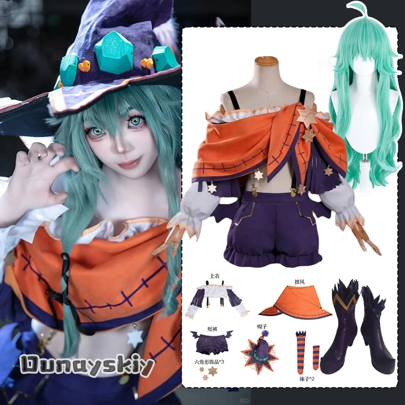 

Natsumi Anime Costume Date A Live Kyono Natsumi Women Cosplay Costume Witch Top Pant Cape Hat Socks Lolita Set Halloween{Hemera}