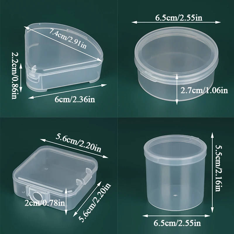 Mini cajas de almacenamiento, contenedor de joyería de plástico transparente redondo, caja de embalaje para pendientes, anillos, cuentas, recolección de artículos pequeños