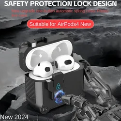 The button opens the lid automatically Case For Apple Airpods 4 Earphone Automatic pop-up cover Case New 2024 Cover For AirPods4