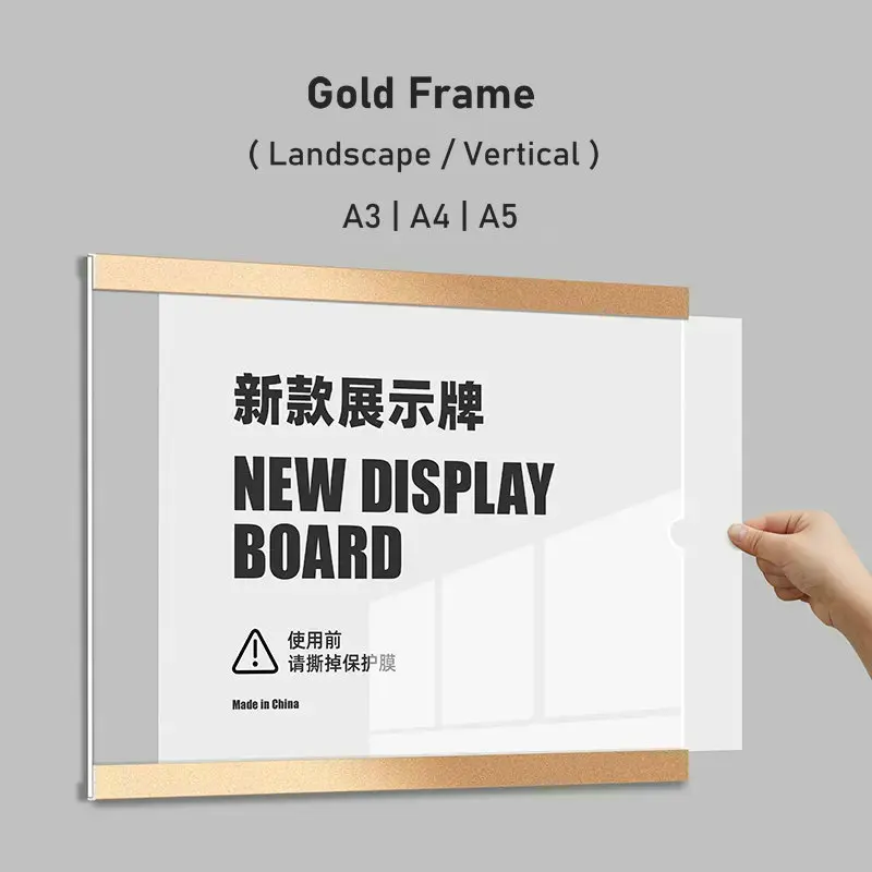 Single-deck Acrylic Board Wall Warning Frame A4 Display Vision Board Acrylic Sign Holder A3 Poster Board Office Bulletin Board