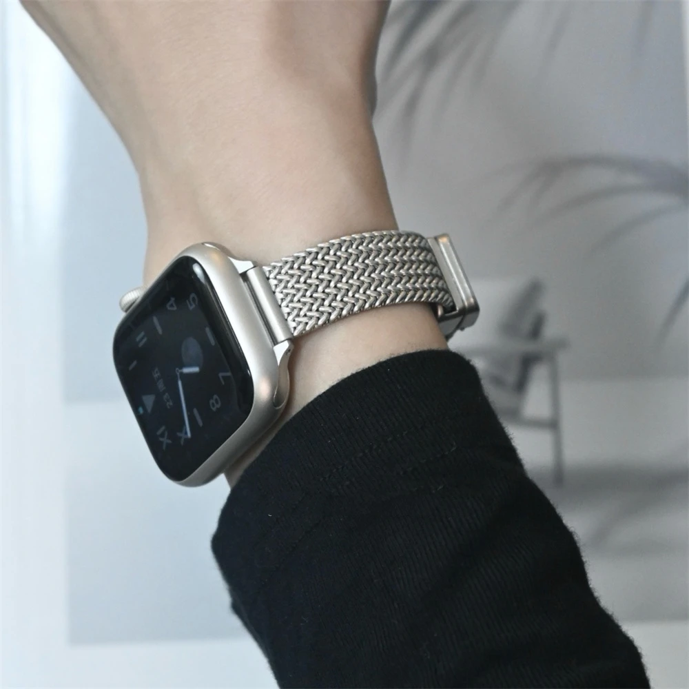 Apple Watch用の豪華なグレインヘッドストラップ,メタルバンド,Apple Watch用,ウルトラ,9,8,7,6,3,5,4,2,se,ins,49, 45 42, 44mm, 40mm, 41, 38